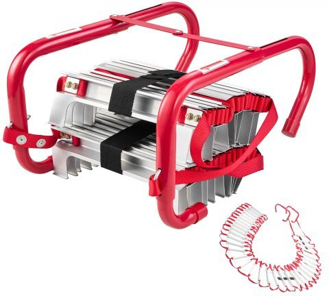 Vevor reddingsladder van aluminiumlegering, 15 meter uitschuifbare brandladder, rood