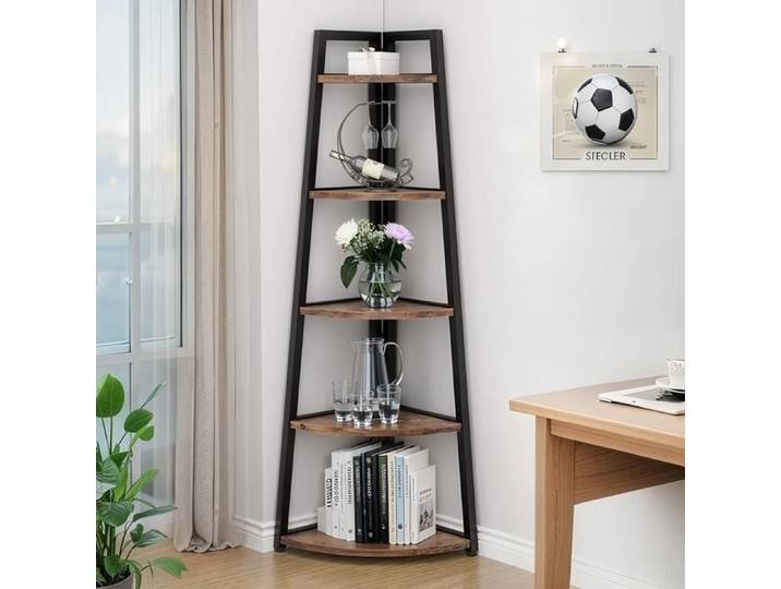 TOPESCT Bibliothèque étagère sur Pied de 180 x 30 x 80 cm de Haut Bibliothèque en Bois à 6 étages Industriel Brun Vintage