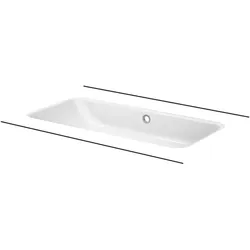 BetteOne Unterbau-Waschtisch, rechteckig, ohne Hahnloch, mit Überlauf, 767x400x130mm, A137-000, Farbe: Weiß