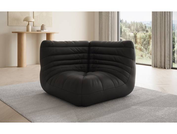 Designer Eckmodul Sofa-Sessel Calmo in Echtleder - Grau - Echtleder - Luxusbetten24