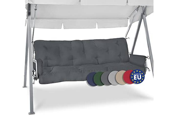 Beautissu Coussin pour balancelle de Jardin avec 2 oreillers Matelas Banc 180x50x8cm anthracite avec 2 de rembourrage flocons de mousse hollywood d'assise Flair HS