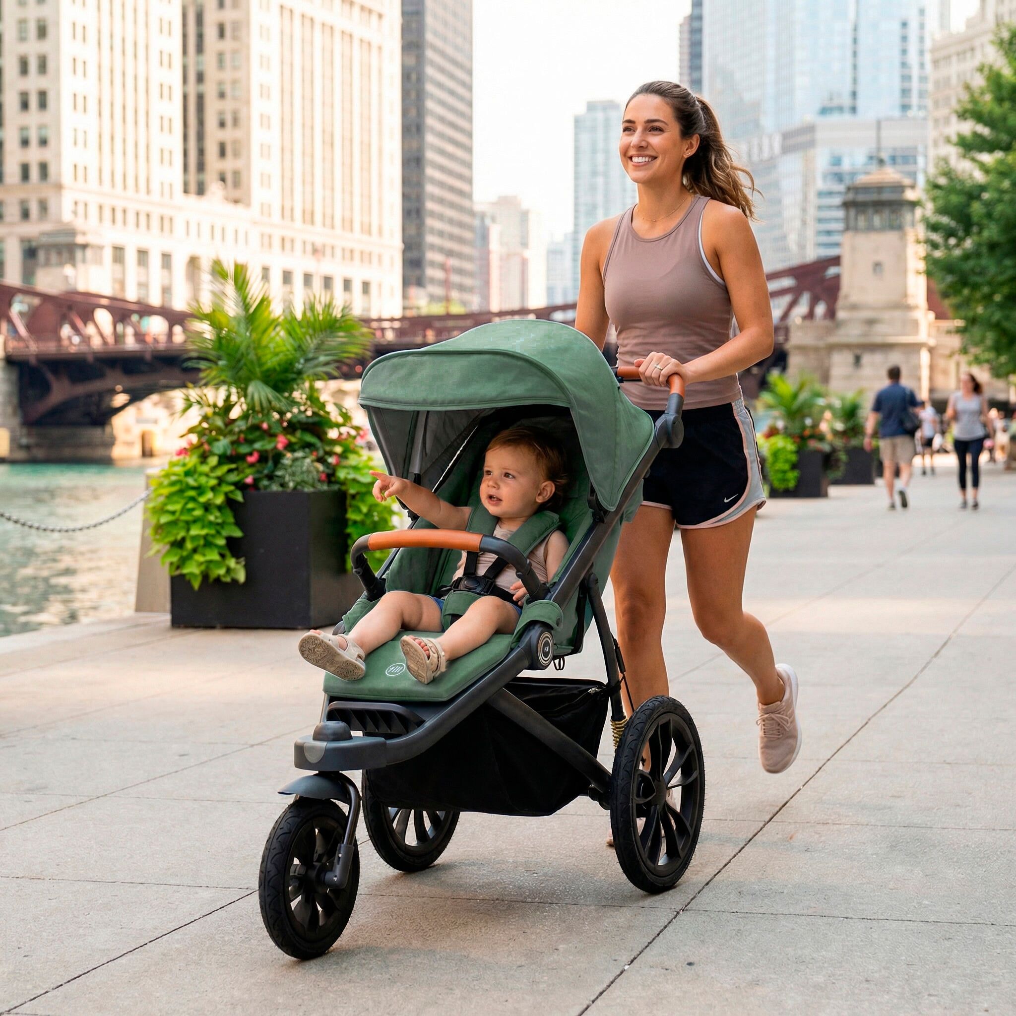 Jogger-Kinderwagen FILLIKID "Run S609", Kinder, oliv, Bezug: 100% Polyester, Kinderwagen Jogger-Kinderwagen