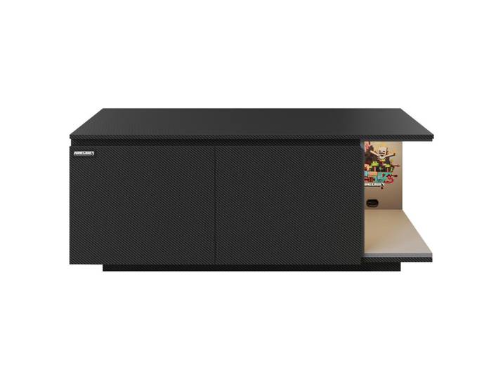 Minecraft Lowboard, Schwarz, Gaming, 125x50x39 cm, Beleuchtung, Wohnzimmer, Wohnwände, Lowboards