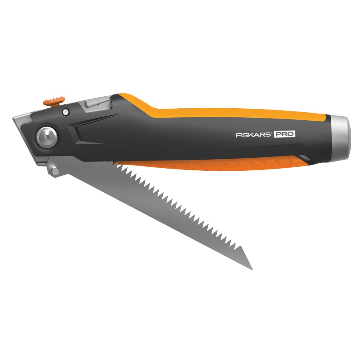Fiskars Universal-Trockenbaumesser, Länge 18,5 cm, Rostfreier Stahl/Kunststoff, Schwarz/Orange, Carb (FS1027226)