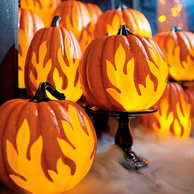 "Flame Lighted Pumpkins - 10"" - Grandin Road"