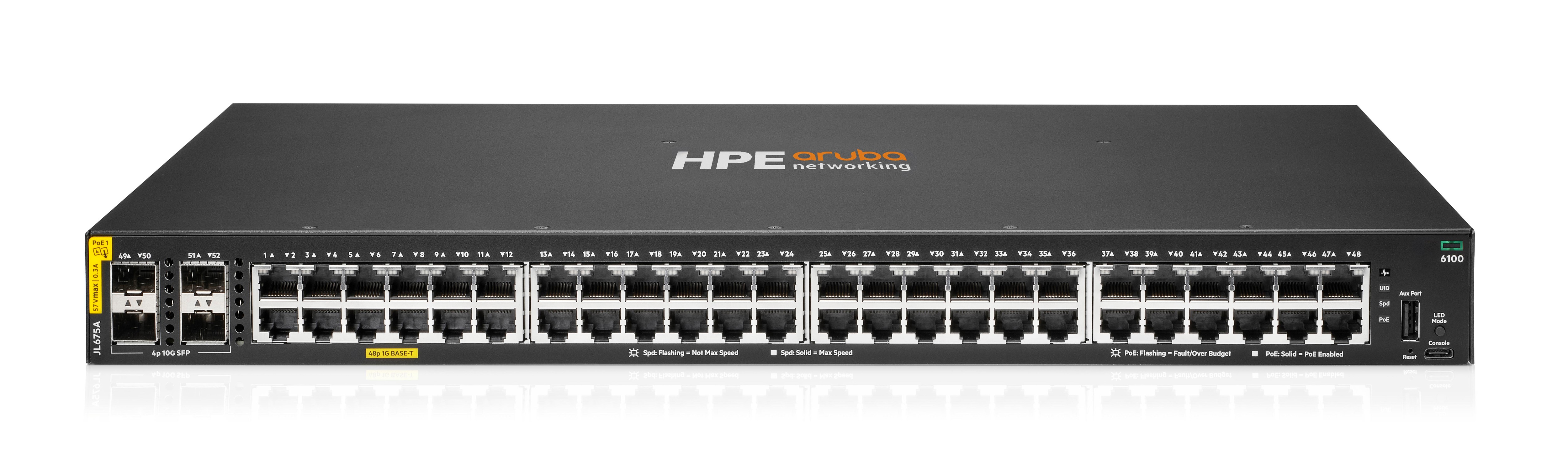 HPE Aruba Networking CX 6100 48G Class4 PoE 4SFP+ 370W Switch