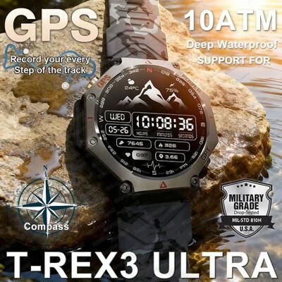 Uplift Essentials T Rex 3 Ultra Military Smart Watch 10ATM Waterproof, GPS & AMOLED Pro Compass & Altimeter Men's SmartWatch watch Strap