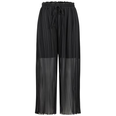 Culotte CLOUD 5IVE "CLOUD 5IVE Plissee Culotte Pants", Damen, Gr. L, US-Größen, schwarz, 100% Polyester, unifarben, loose fit, Hosen Culotte