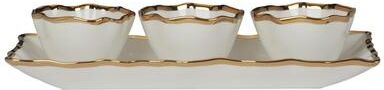 "Certified International Regency Gold 4pc Tray and Condiment Bowls Set - 14"" x 6.25"" x 1.75"""