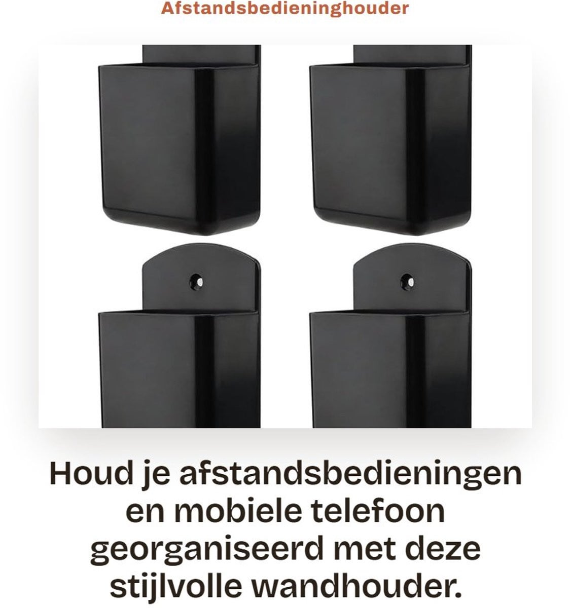 Dailygoods Set van 4 Afstandsbedieninghouders Wandhouders Opbergdozen - Zwart