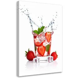 LEINWANDBILD Erdbeer-Cocktail mit Früchten 70x100cm