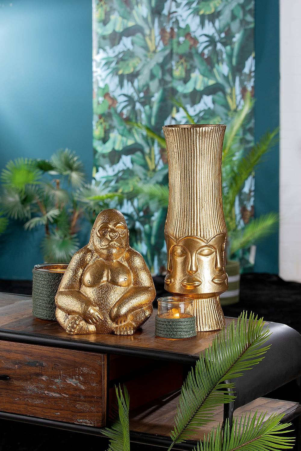 home24 Vaas Face goud, B: 14 cm, H: 46 cm