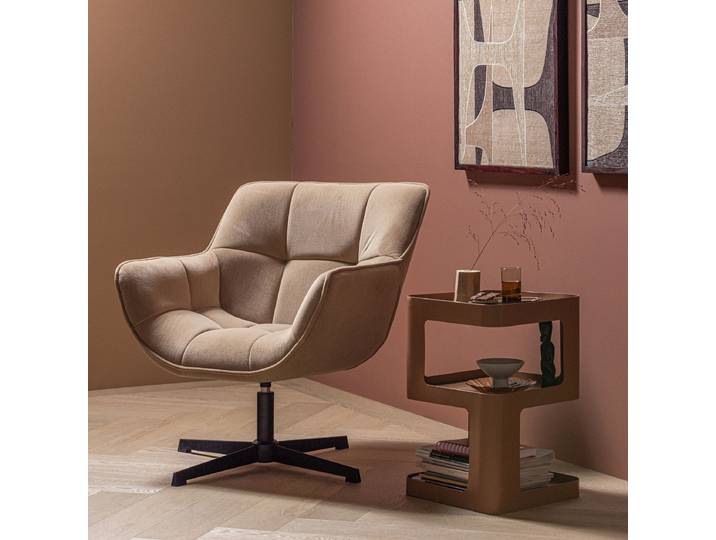 Loungesessel Beige/Beige Samt 71 x 94 x 83cm