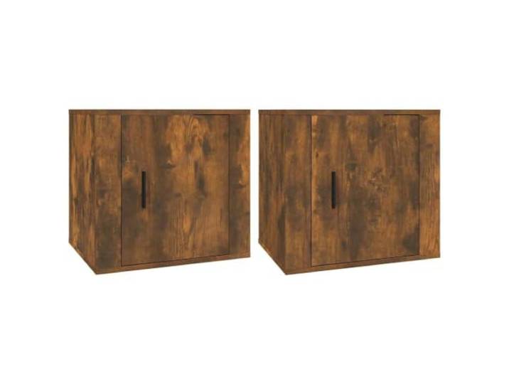 KUPTYERFG Nachttisch 2er Set Räuchereiche 50x39x47 cm Beistellschrank Praktischer Beistellschrank für Schlafzimmer und Wohnbereich mit geräumigen Fächern und stabiler Ablagefläche.