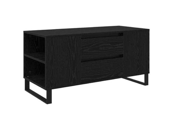 LASWWQMRF Couchtisch Schwarz Eichen-Optik Holzwerkstoff 102x55,5x50 cm Stabiler Wohnzimmertisch mit 2 Staufächern für Bücher und Deko. Kompaktes Design für moderne Wohnzimmer und Lounge.