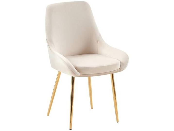 CLP Esszimmerstuhl grau Elmira, gepolstert mit Armlehne, Stabiler Metallrahmen, pflegeleichter Samtbezug, Küchenstuhl modern Farbe Creme Material Gestell Metall Gold