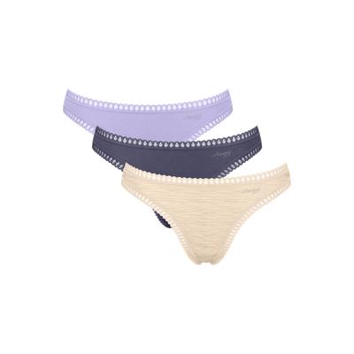 String SLOGGI "String GO Crush String C3P 3er Pack", Damen, Gr. L, bunt (lila, beige), Obermaterial: 95% Baumwolle CO. 5% Elasthan EL., Unterhosen String