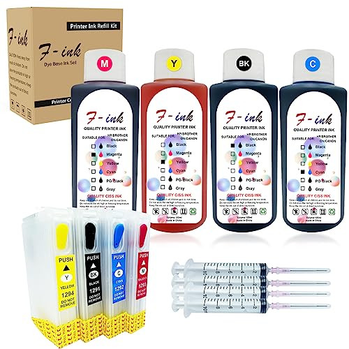 FINK Navulbare inktset compatibel met Epson T1295 inktpatronen voor BX535WD BX625FWD BX630FW BX925FWD WF-7515 WF-7525 WF-3520DWF WF-3010DW WF-3540DTWF printers