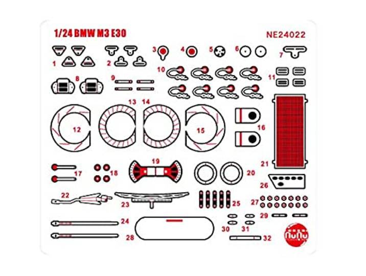 Platz /NuNu 1/24 Racing Serie BMW M3 E30 Gr.A 1990 InterTEC Klasse Winnaar in Fuji Speedway Detail Up Onderdelen Plastic Modeldeel NE24022