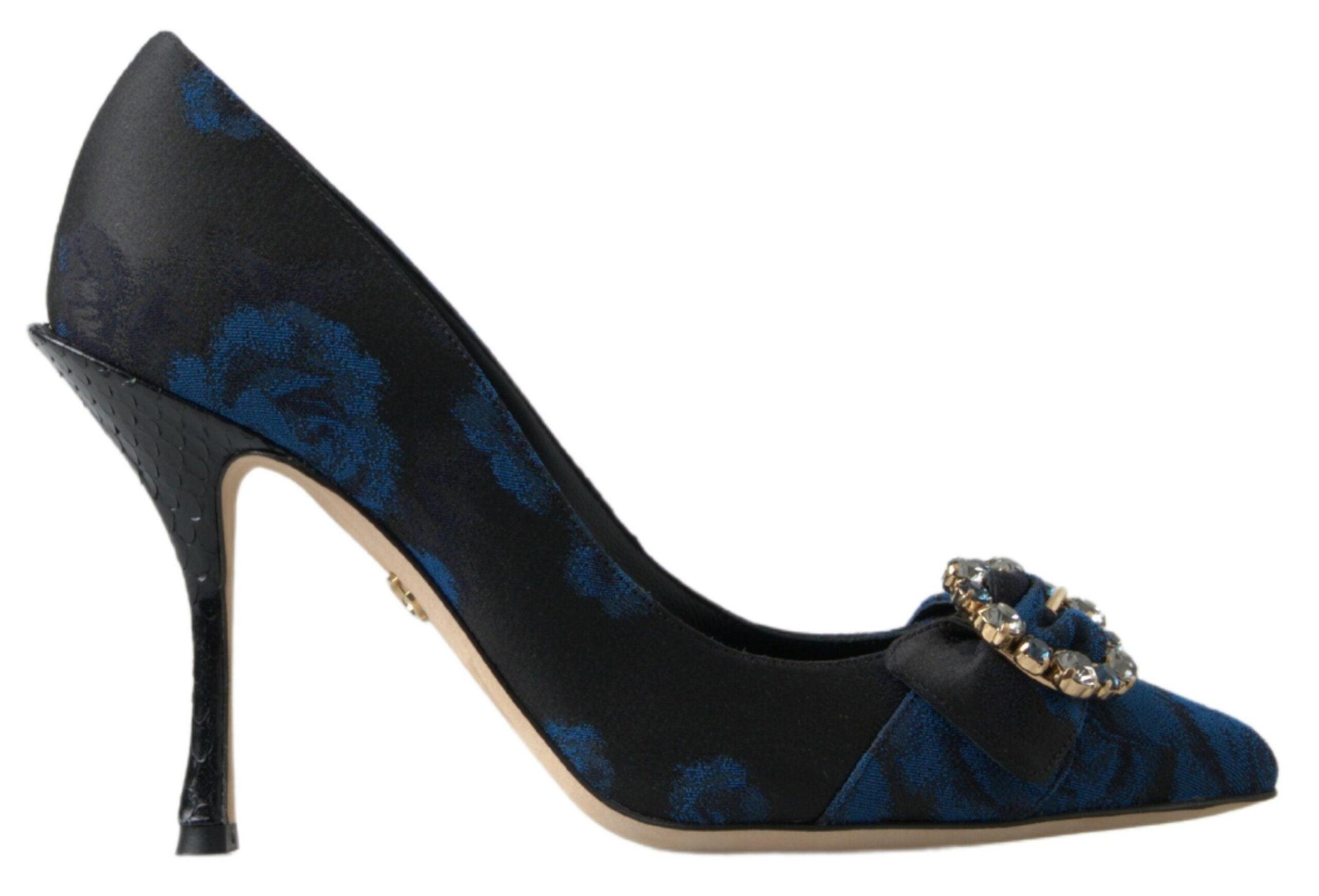 Dolce & Gabbana Blauwe Bloemige Ayers Kristallen Pumpschoenen