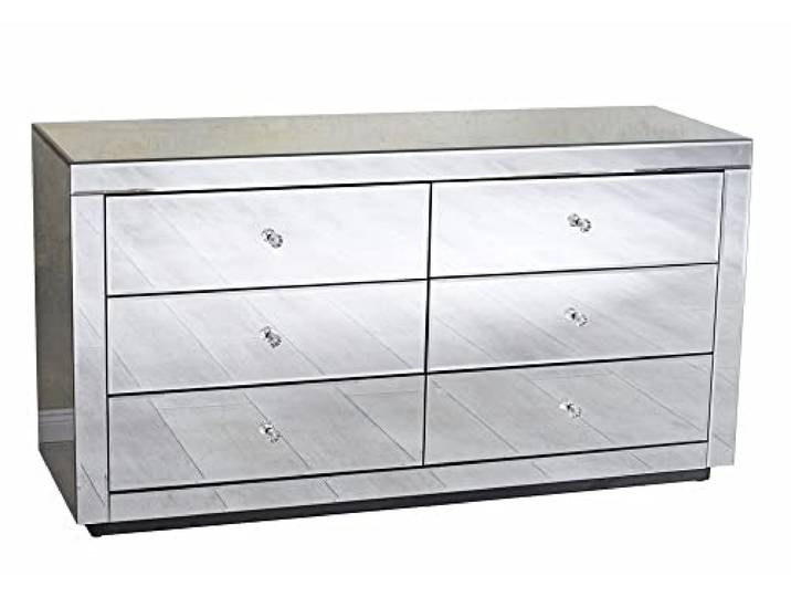 Kommode verspiegelt Schubladen Schrank Glaskommode Wäschekommode vic540 Palazzo Exklusiv Silber