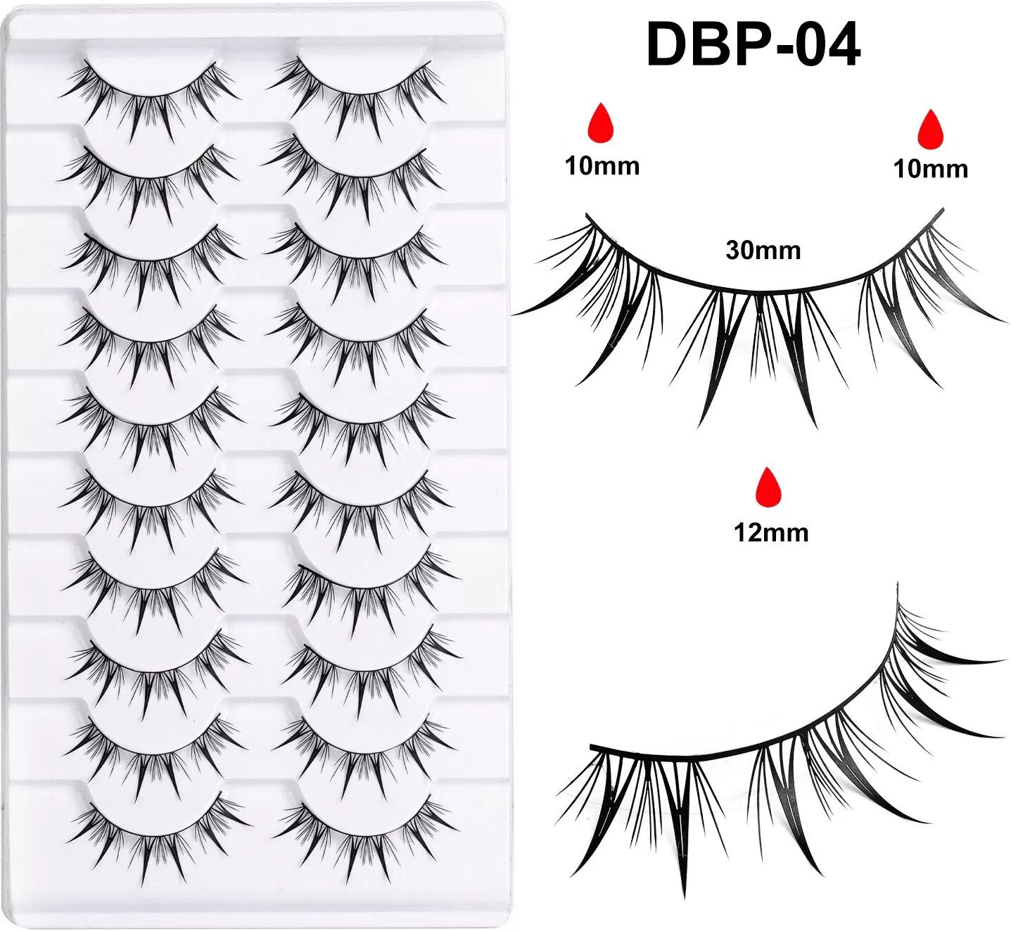 INF 10 Paar Manga Falsche Wimpern, Natürliche, Dünne Wimpern
