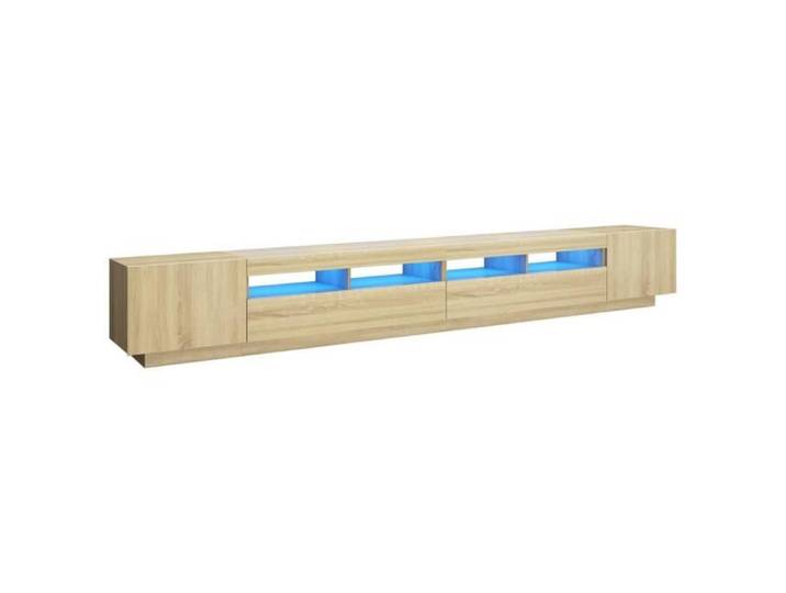 Meuble TV - DILWE - Chêne sonoma - 300x35x40 cm - Lumières LED RVB - Design contemporain
