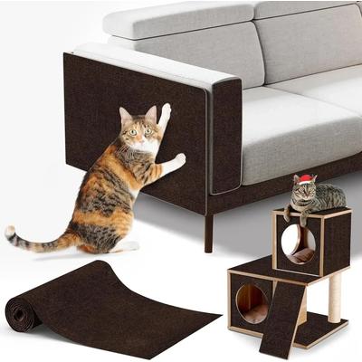 Inspired Finds Self Adhesive Cat Scratch Protection Carpet For Sofas, Walls, Furniture, And Cat Climbing Areas brown 19.69x78.74in