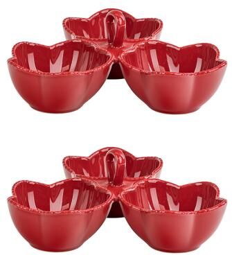 10 Strawberry Street Beaded Blossom Trio Serving Caddy, Set of 2