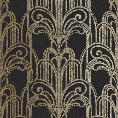 Graham & Brown Art Deco Black and Gold Wallpaper