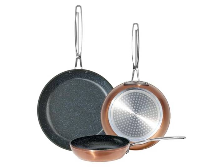 Nuwave 3-teiliges Bratpfannen-Set, geschmiedet, leicht, 20,3 cm, 25,4 cm, 30,5 cm, G10 Healthy Duralon Blue Ceramic Ultra Antihaft, ergonomisch, kühl bleibende Griffe, induktionsbereit und