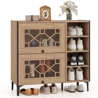 Freestanding Wood Shoe Cabinet Entry Way Shoe Rack Cabinet