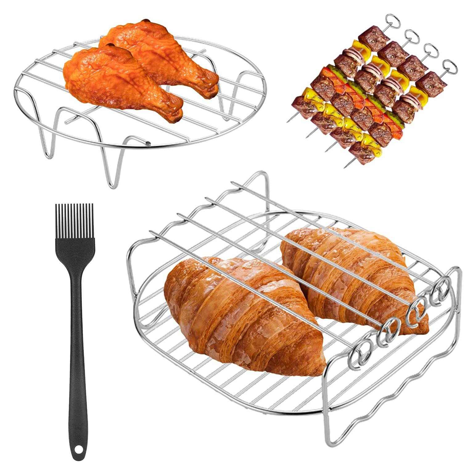 Selius Set van 2 accessoires voor de heteluchtfriteuse: roestvrijstalen gelaagd grillrooster en damprekset