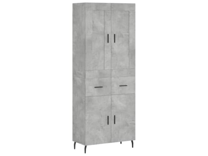 Fisinber Highboard Betongrau 69,5x34x180 cm Holzwerkstoff Schrank Elegantes Highboard in Betongrau für Wohnzimmer und Flur, viel Stauraum mit stabilen Metallfüßen und praktischen Türen.