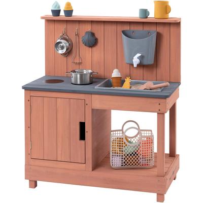 Outdoor-Spielküche MUDDY BUDDY "Matschküche Mud Expert", braun (puderrosa), Spielküchen, KinderB:80cm H:90cm T:40cm, Holz, B:80cm H:90cm T:40cm