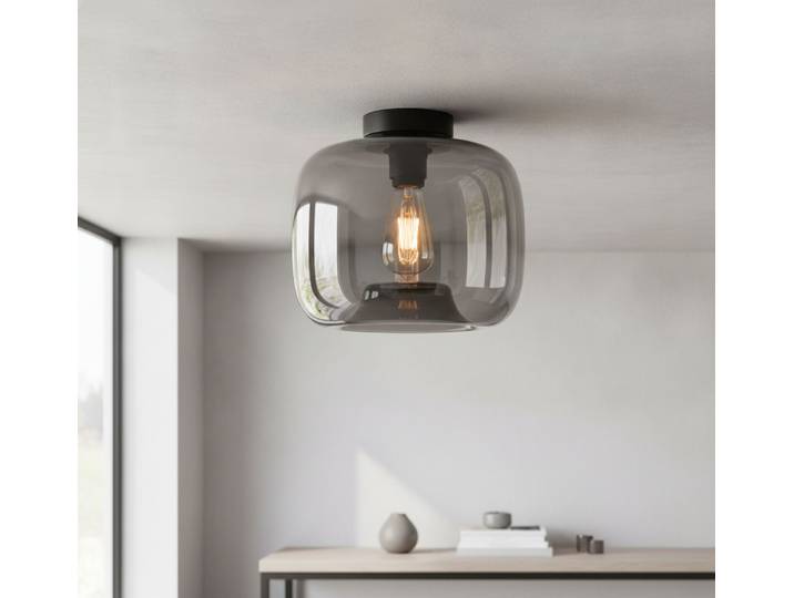 Plafondlamp Preston grijs glas Ø 28cm Artdelight - PL PRESTON-28 GR