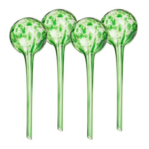 Relaxdays Waterdruppelaar van glas, set van 4, groen