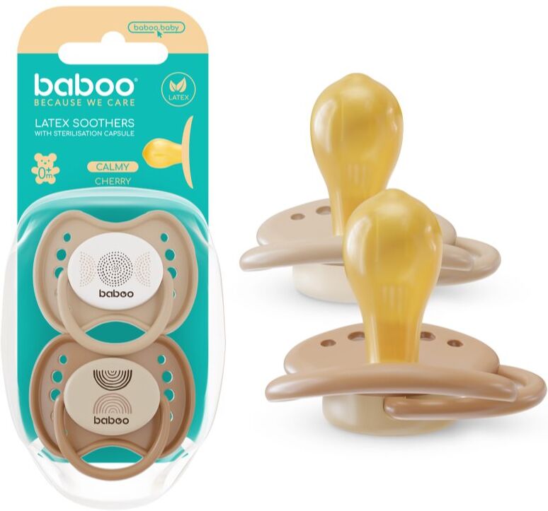 Baboo Soothers Round Latex with Case dummy Au Naturale 0-6 m 2 pc