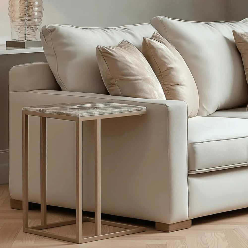 In Stock - Sylvaine Taupe & Marble Sofa Table