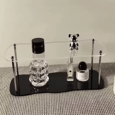 Inspire Curations CrystalTier Acrylic Makeup Organizer Rack Modern Desktop Cosmetic Storage Shelf For Perfumes, Skincare & Accessories b 2tier