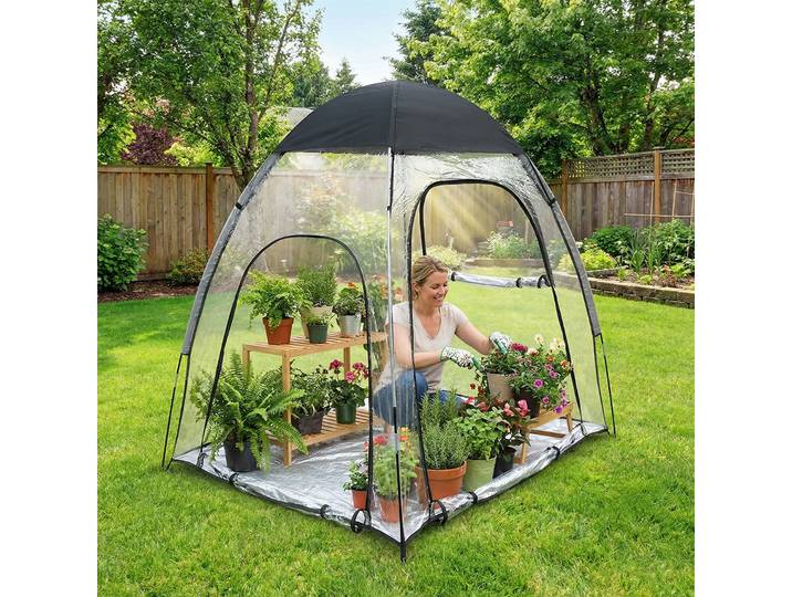 Couverture transparente portable anti-gel pour plantes d'hiver, pour jardin extérieur, outil de protection facilement déplaçable pour l'entretien et la culture des plantes