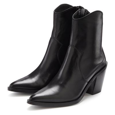 Stiefelette FRENCH CONNECTION "Cowboy Boots, Western Boots, Boots, Stiefel, Lederstiefelette", Damen, Gr. 39, schwarz, Obermaterial: 100% Schafsleder. Decksohle: 100% Lederimitat. Futter: 50% Lederimitat, 50% Textilmaterial. Laufsohle: 100%...