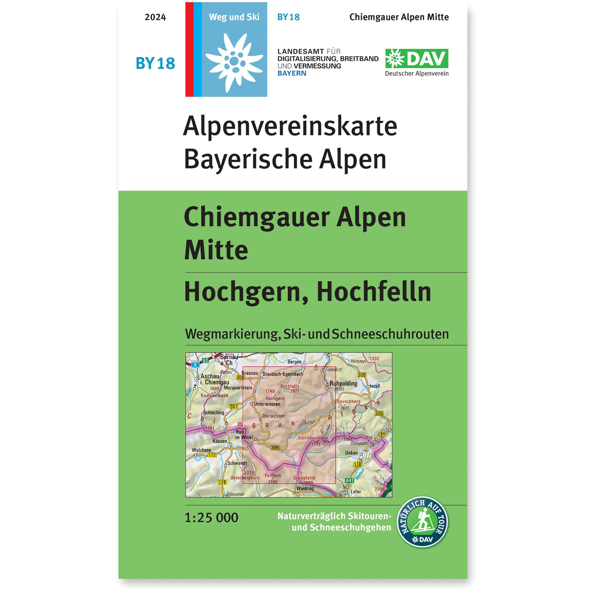 DAV AV-Karte BY 18 Chiemgauer Alpen Mitte, Hochgern Topografische Karten gruen