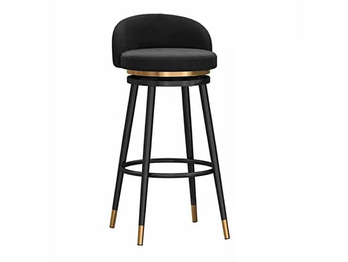 EYUIOPLM 360° drehbarer Barhocker mit Thekenhöhe, Samt-Metall-Küchen-Barstühle(Black Black,75cm)