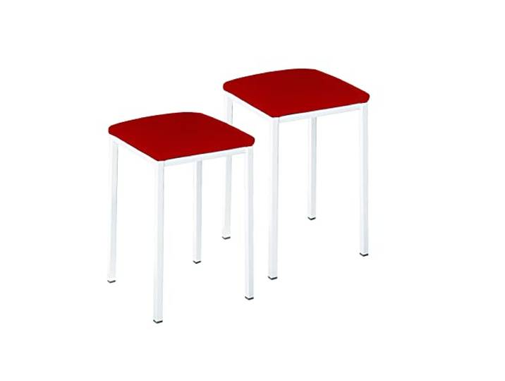 ASTIMESA Zwei Hocker für die Küche, quadratisch, Kunstleder, Rot