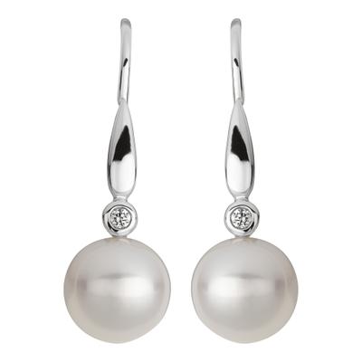Paar Ohrhänger OROLINO "585 Gold 2x Brillant 0,03ct. und Perle weiß 6,5-7mm", weiß (weiß, weiß), Ohrringe, Damen, one-size, 0,03 SI = kleine Einschlüsse, Gold