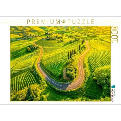 CALVENDO Puzzle Straße zwischen Weinreben und Zypressen | 1000 Teile Lege-Größe 64x48cm Foto-Puzzle für glückliche Stunden