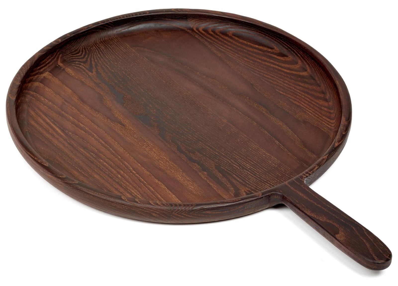 Dripio Rond houten serveerbord van gebeitst essen hout, diameter: 34 cm