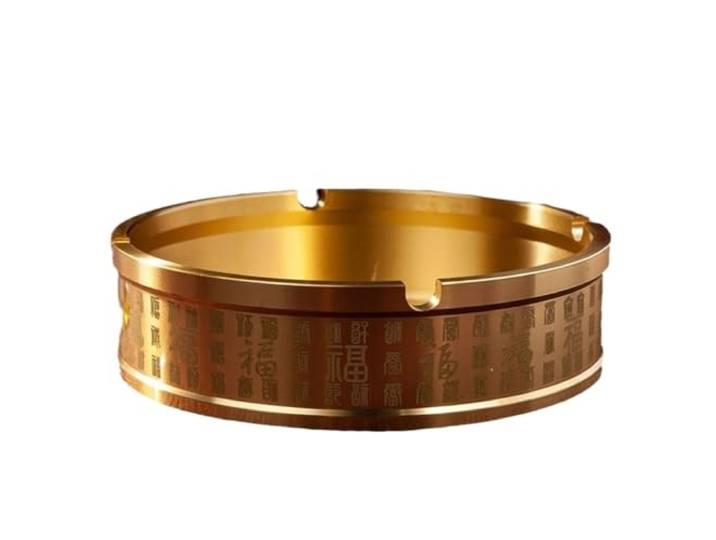 Copper Hundred Blessings Aschenbecher, oben offen, kreative Dekoration Feiner Aschenbecher aus Kupfer mit Gravur „Hundert Segen“, großes Fassungsvermögen, leicht zu reinigen(Big)