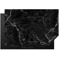 HERDABDECKPLATTE Marmor - Schwarz - Weiß - Textur - Marmoroptik Glaskeramikkochfeldabdeckung 78x52 cm